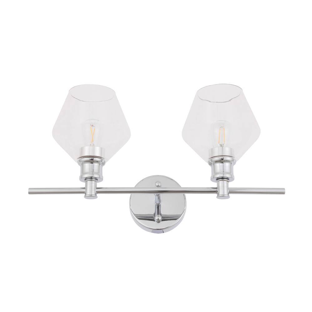 Alt View 7. Living District - Gene 2 light Chrome and Clear glass Wall sconce - Chrome And Clear Glass.