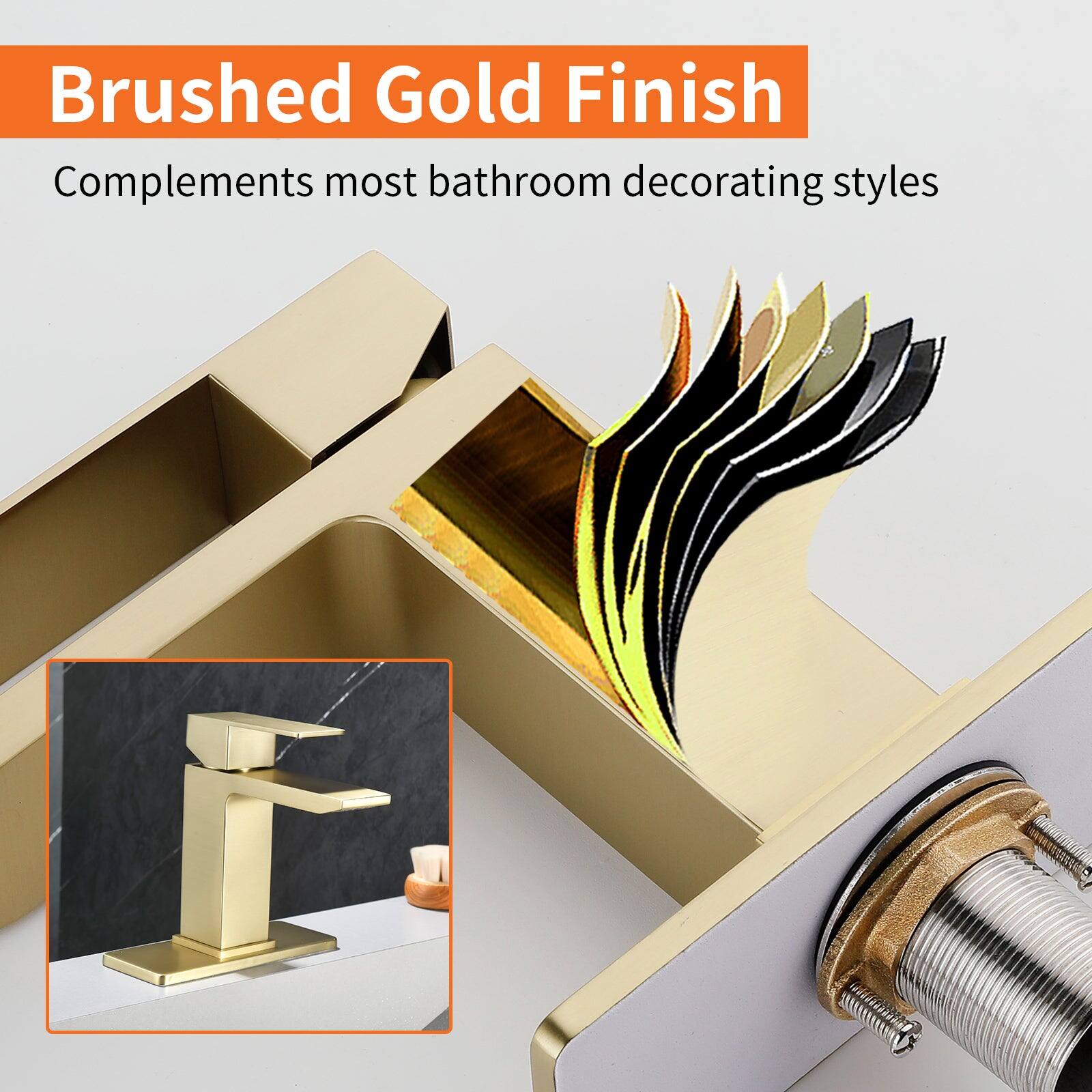 Brushed Gold Finish  
Complements most bathroom decorating styles