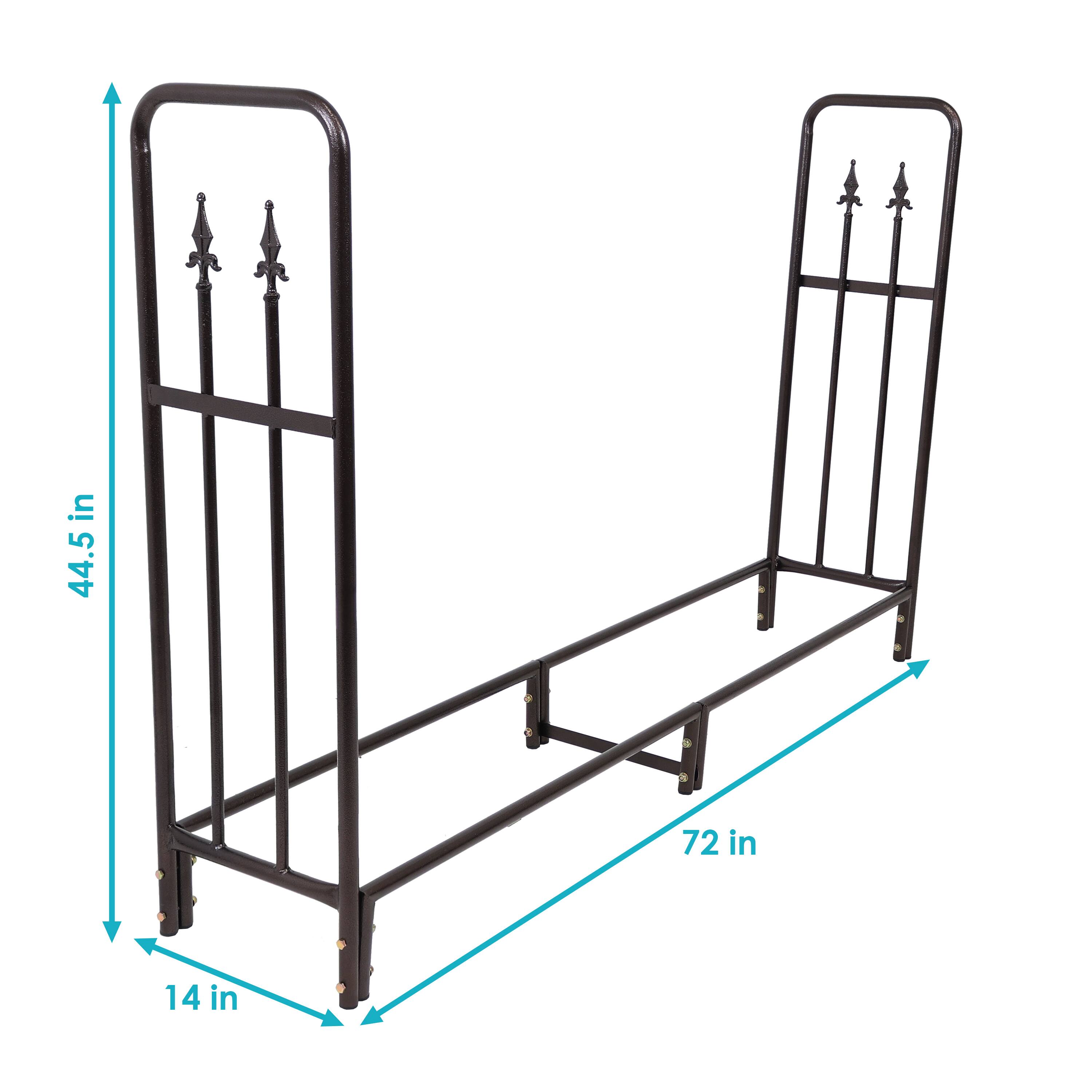 Alt View 3. Sunnydaze - 6 ft Decorative Steel Firewood Log Rack - Bronze.
