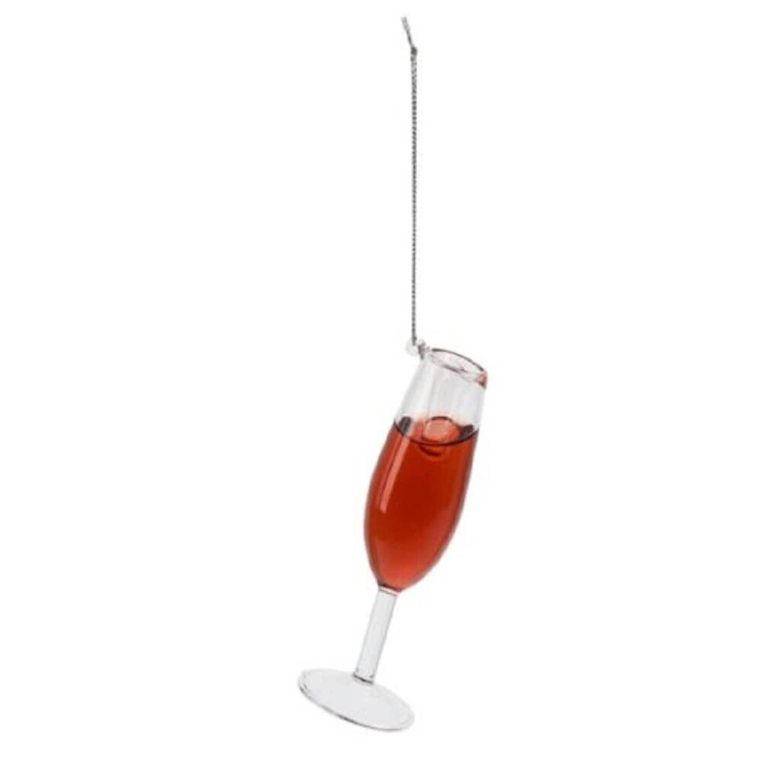 Ganz - Prosec Ho Ho Ho Wine Glass Christmas Tree Hanging Ornament - Red