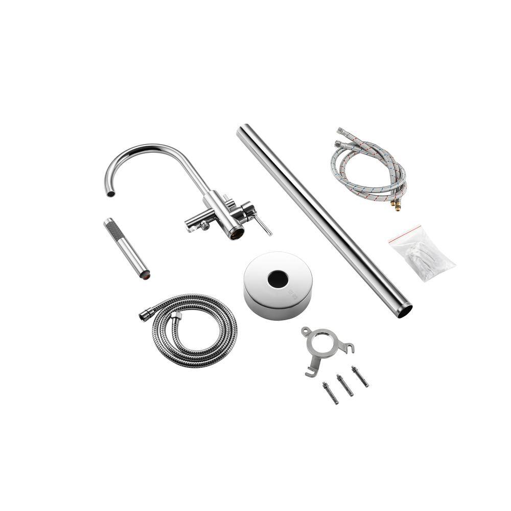 Alt View 1. Elegant Kitchen and Bath - Steven Floor Mounted Roman Tub Faucet with Handshower in Chrome - Chrome.