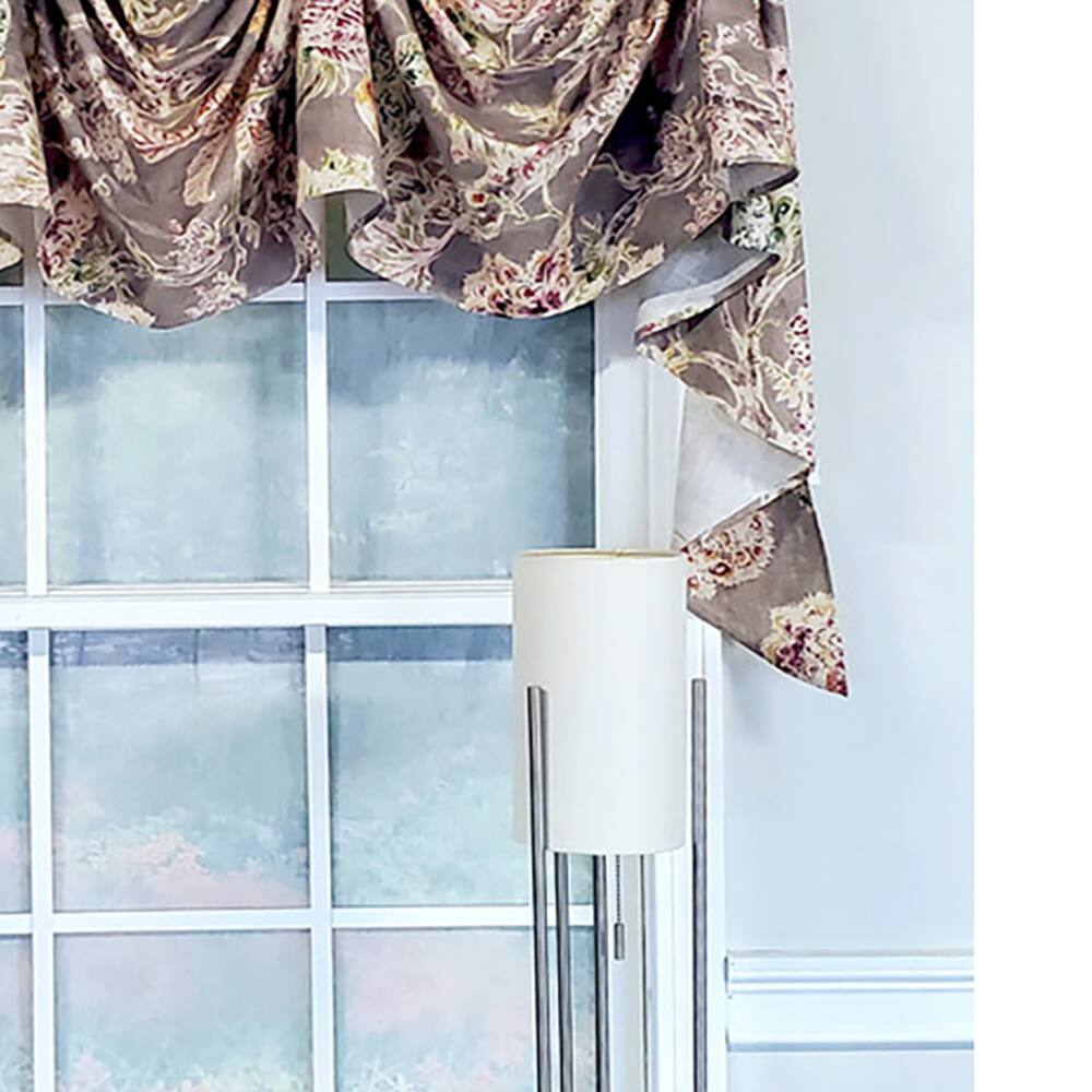 Left. RLF Home - RLF Home Modern Design Monte Cristo Victory Swag 3-Scoop Window Valance 50" x 25" Gray - Gray.