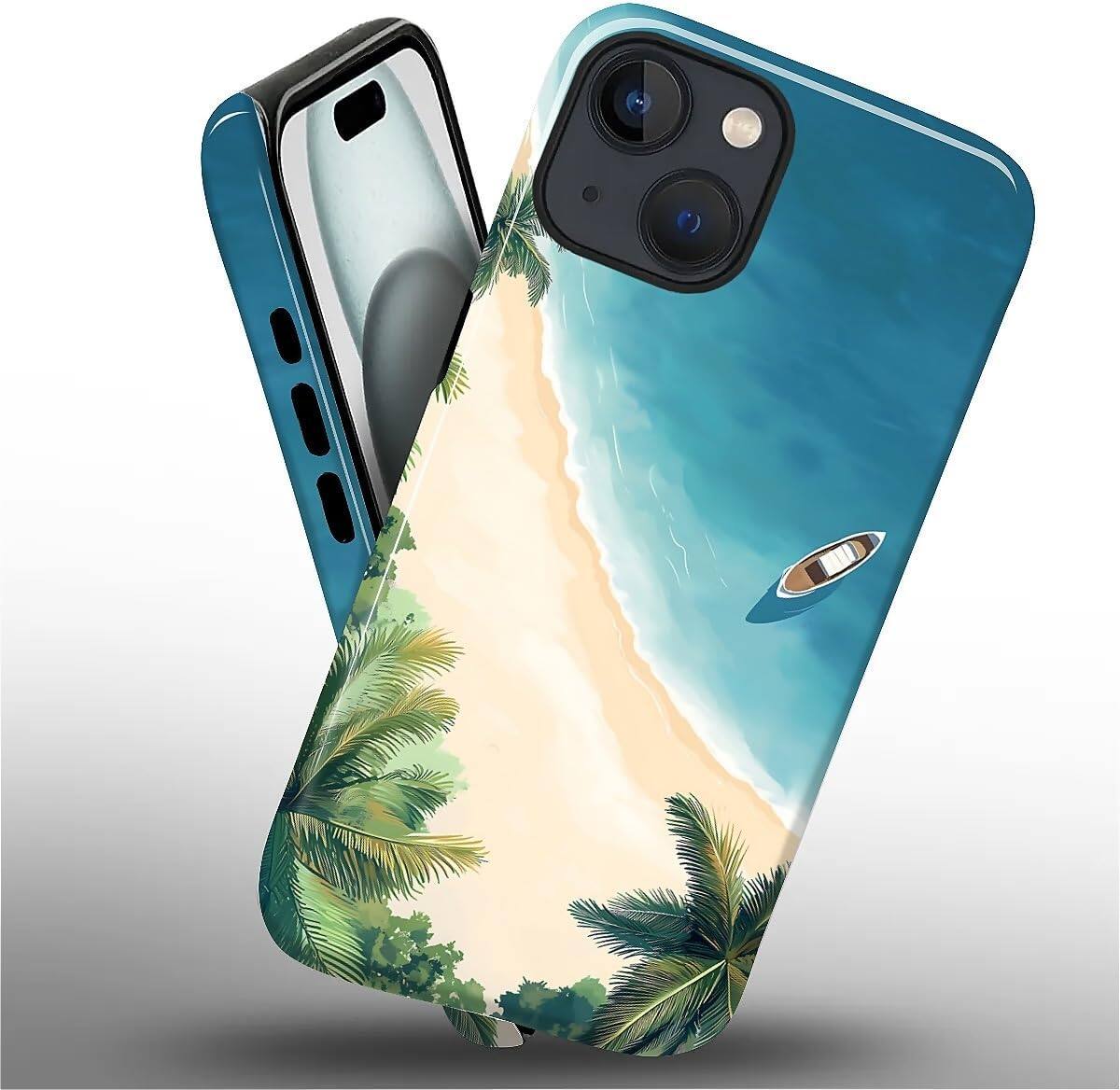 Alt View 2. BUBM - Smartphone Case for iPhone 15 Plus - 2-Layer Durable Smartphone Protection Case - Summer Beach.