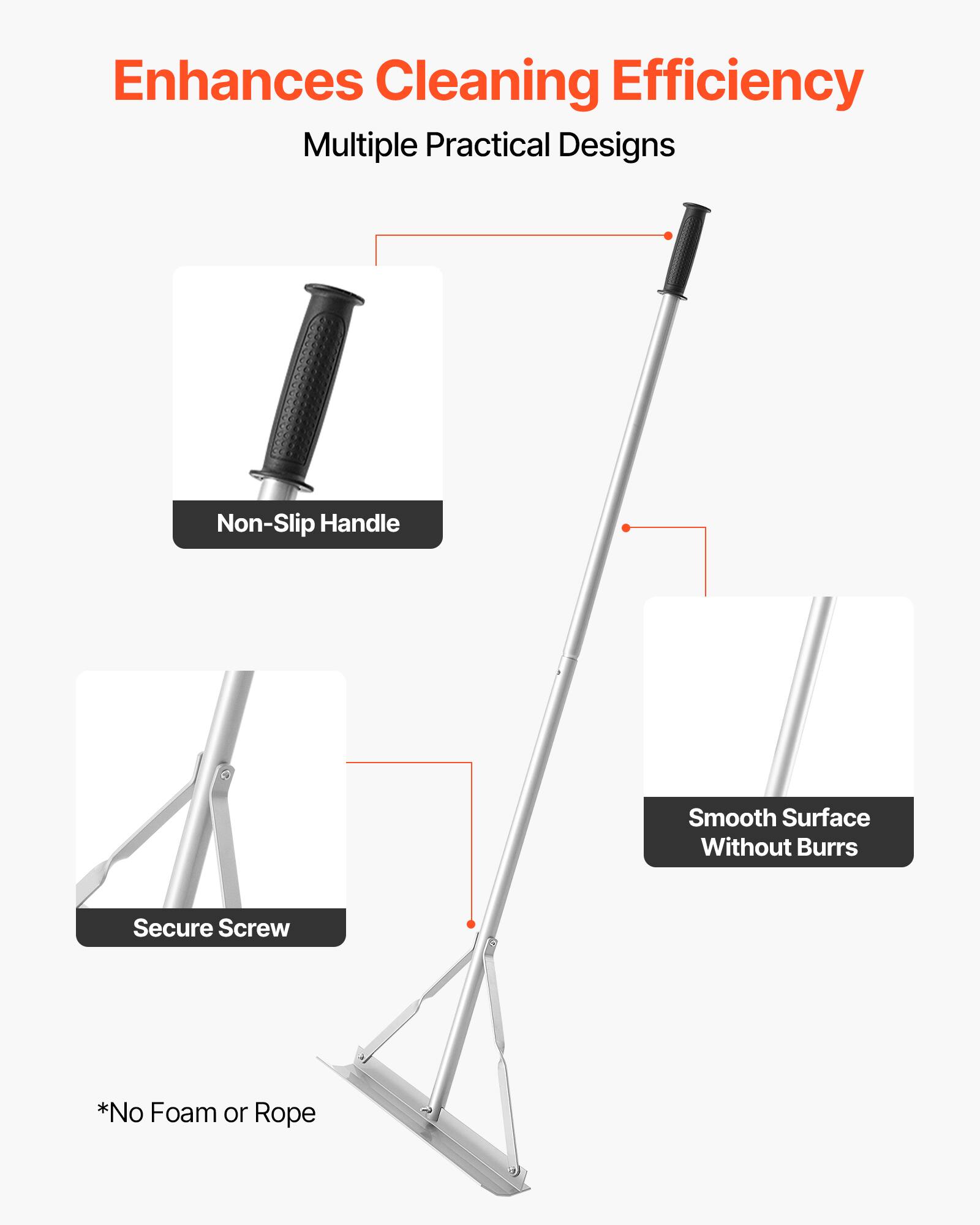 Enhances Cleaning Efficiency  
Multiple Practical Designs  

- Non-Slip Handle  
- Smooth Surface Without Burrs  
- Secure Screw  

*No Foam or Rope