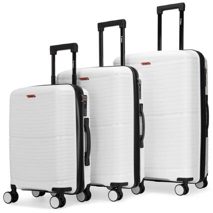 Front. Bobcat - Bobcat Trencher 3 Piece Expandable Hardside Spinner Luggage Set with TSA Lock - White - White.