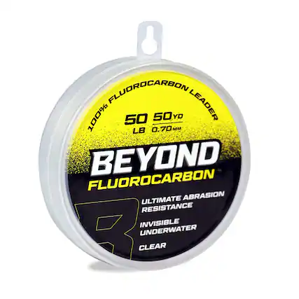 100% FLUOROCARBON LEADER
50 LB
50 YD
0.70 MM
BEYOND FLUOROCARBON
ULTIMATE ABRASION RESISTANCE
INVISIBLE UNDERWATER
CLEAR