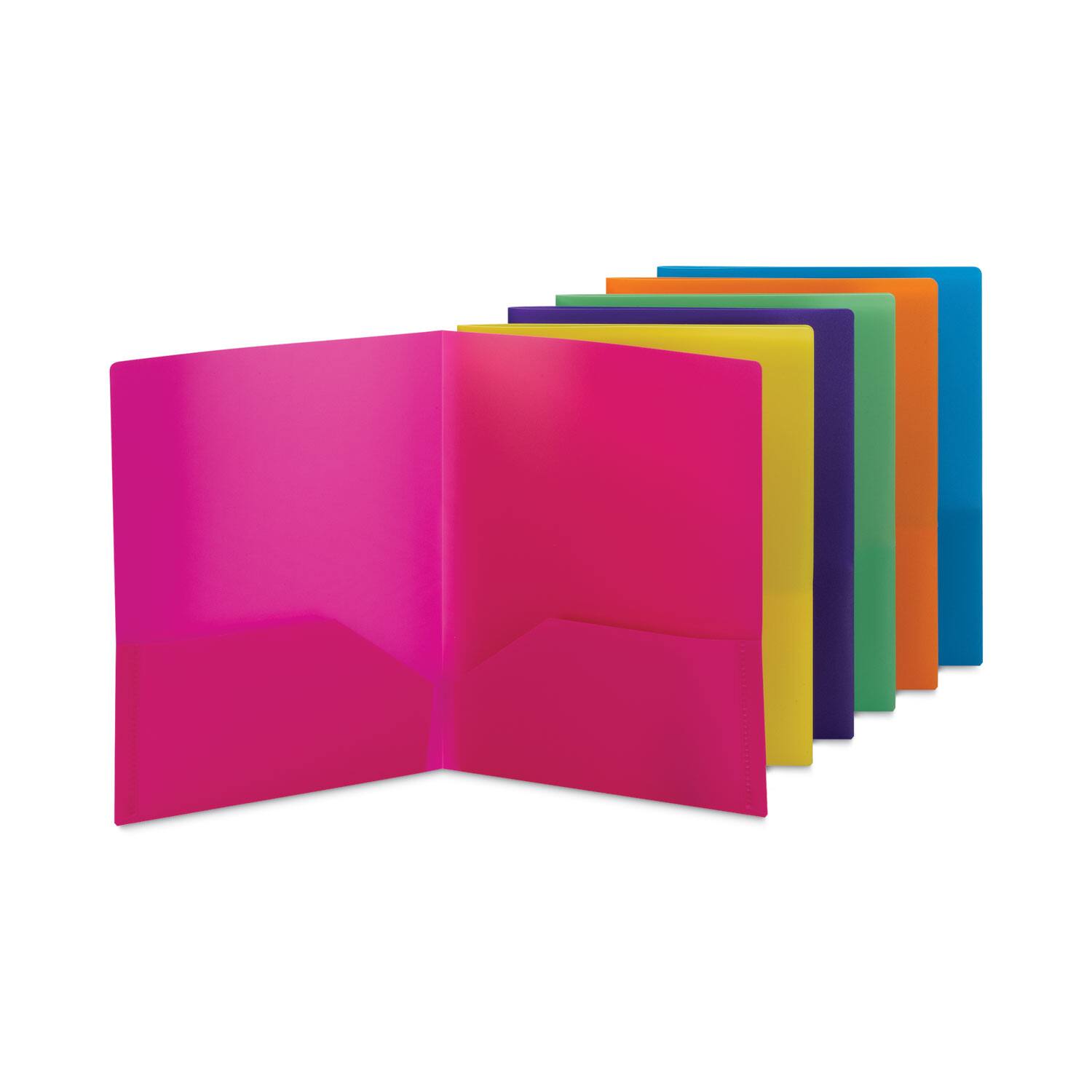 Smead Manufacturing - Smead Poly Two Pocket Folders  100 Sheet Capacity  11 x 8.5  Assorted  6 per Pack