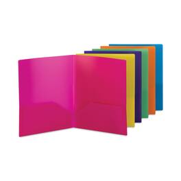 Smead Manufacturing - Smead Poly Two Pocket Folders 100 Sheet Capacity 11 x 8.5 Assorted 6 per Pack