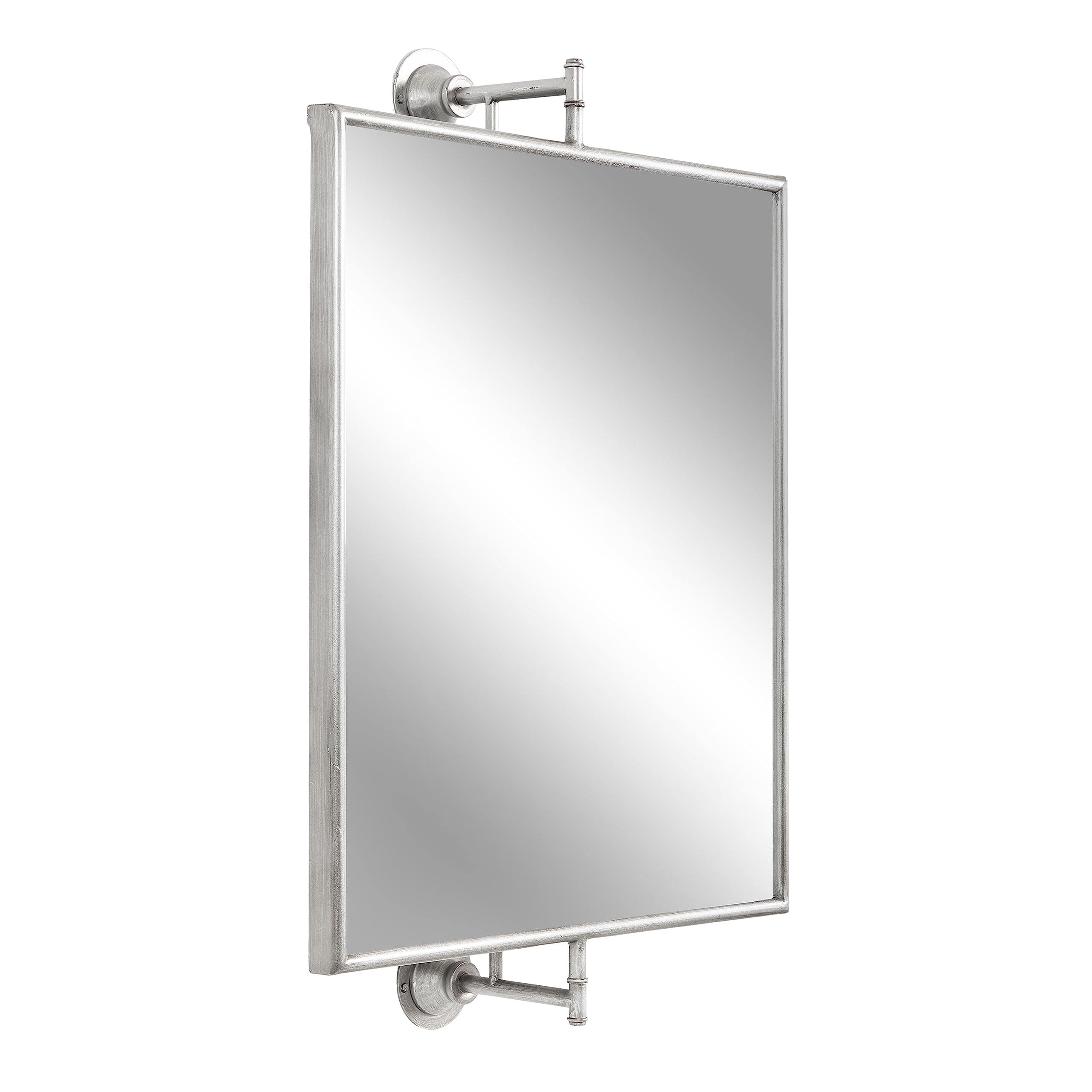 HM 1810 - Darbridge Traditional Rectangle Pivot Mirror Antique Vintage Adjustable Rectangular Bathroom Wall Mirror Fo - Silver 30.3"L x 20"W