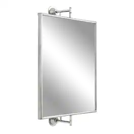 HM 1810 - Darbridge Traditional Rectangle Pivot Mirror Antique Vintage Adjustable Rectangular Bathroom Wall Mirror Fo - Silver 30.3"L x 20"W