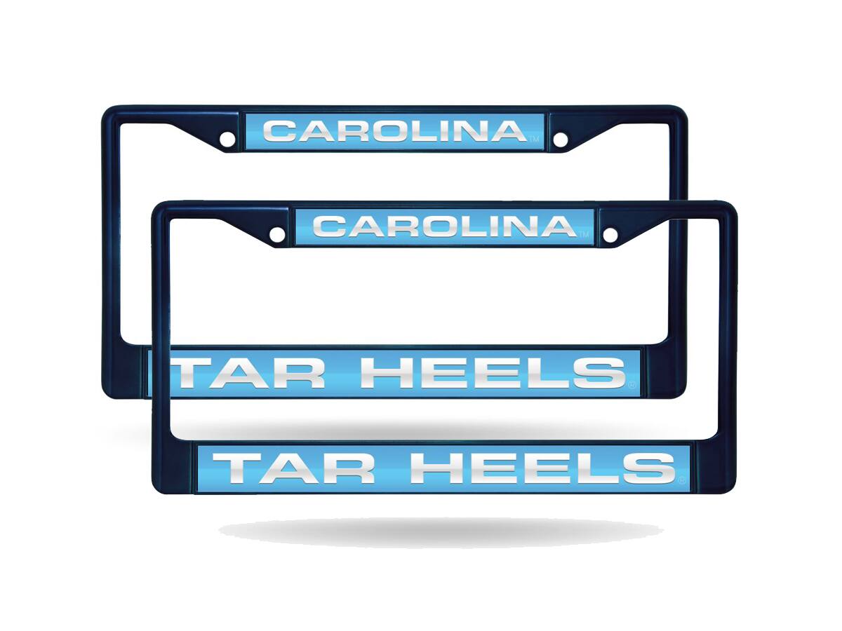 North Carolina Tar Heels (Set of 2) Navy Painted Metal Laser Cut License Plate Frames