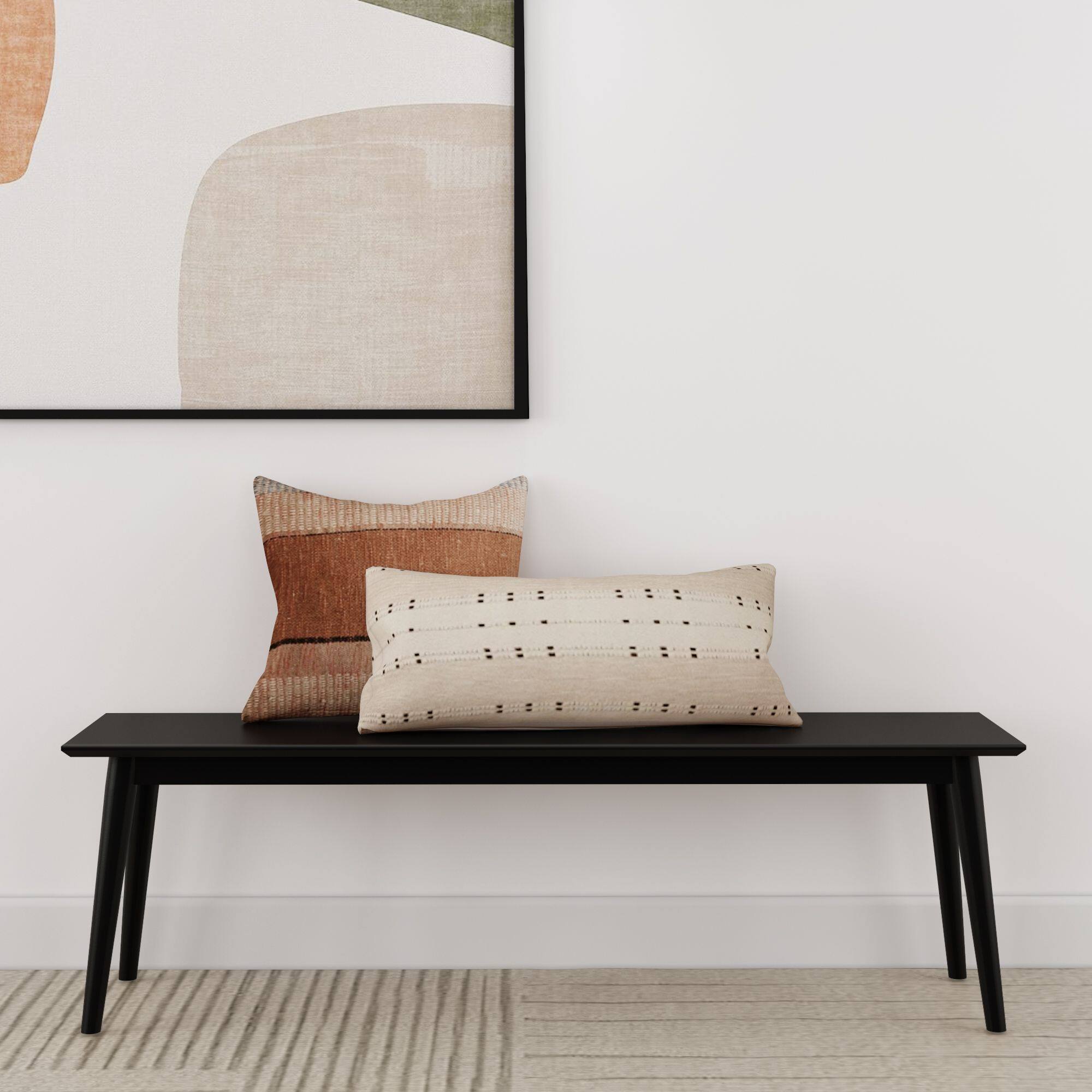 Alt View 1. Plank+Beam - Mid-Century Modern Bench (60in / 1492mm), Black - Black.
