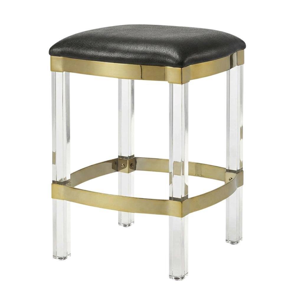Angle. Starlight Canyon Home - Leather Upholstered Counter Stool, Modern Contemporary Bar Kitchen Chair - Black.