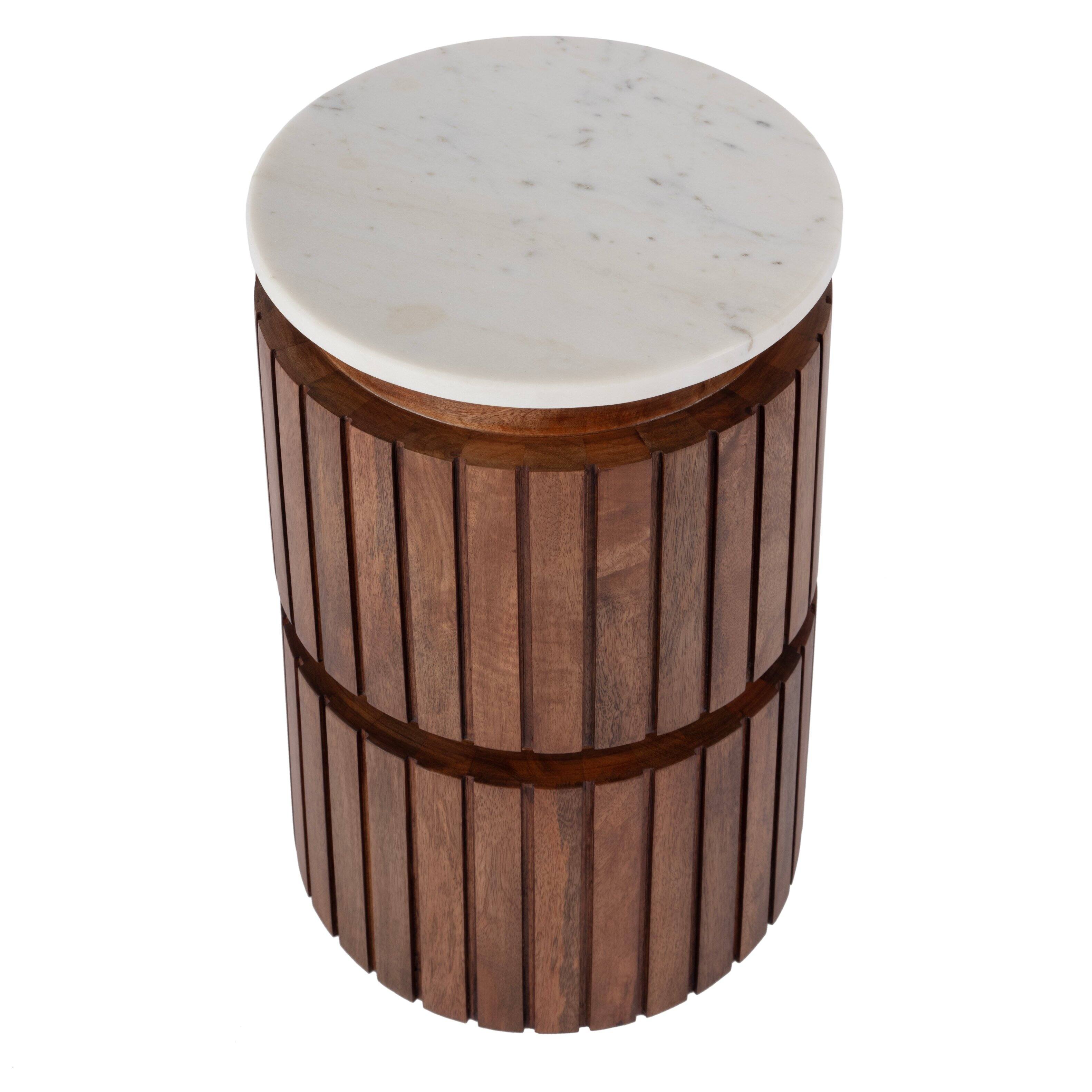 Alt View 2. Butler Specialty - Newton 12 in. W Round Marble and Wood Side Table - Brown.