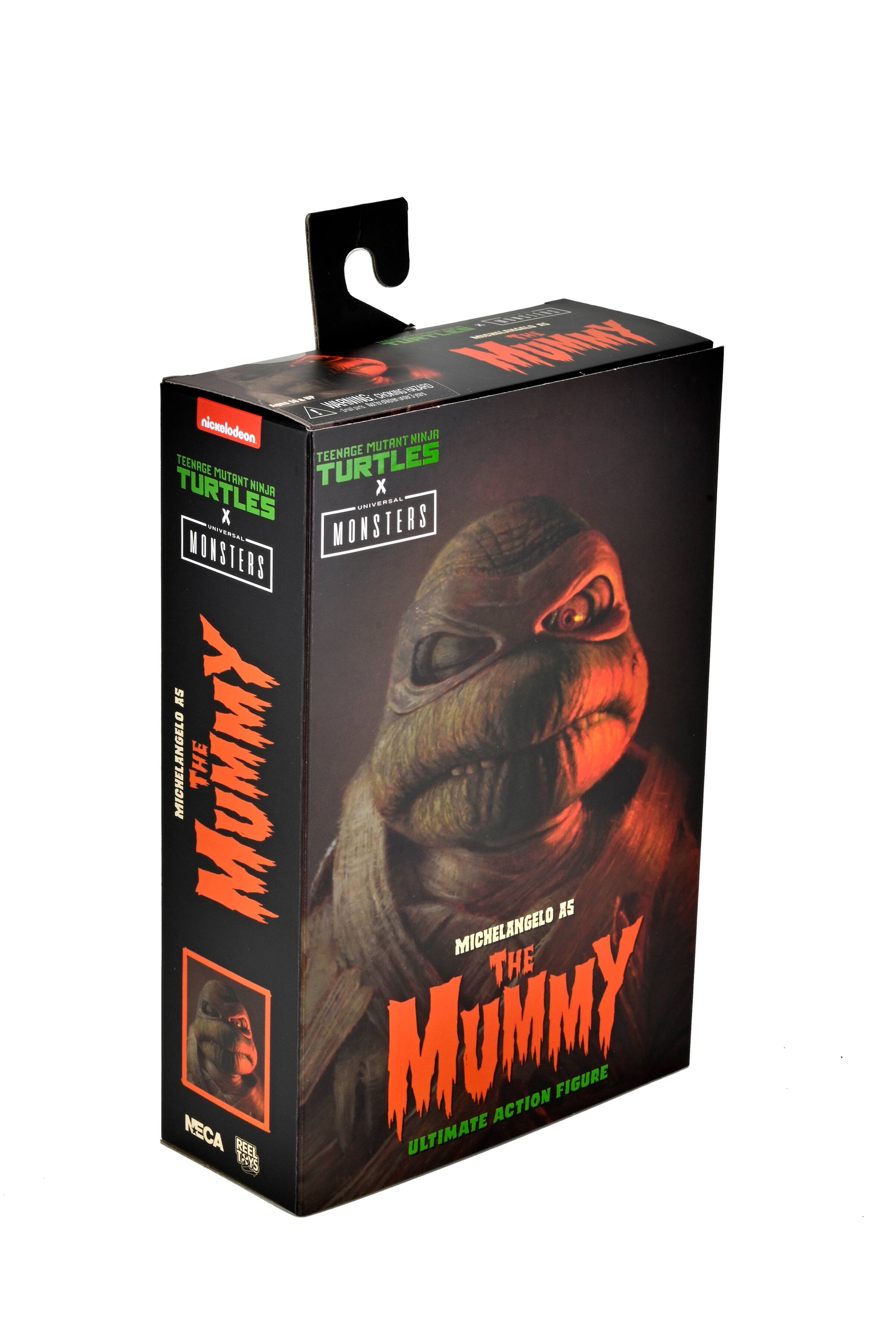 Angle. NECA - Universal Monsters/Teenage Mutant Ninja Turtles 7” Scale Action Figure - Michelangelo as The Mummy.