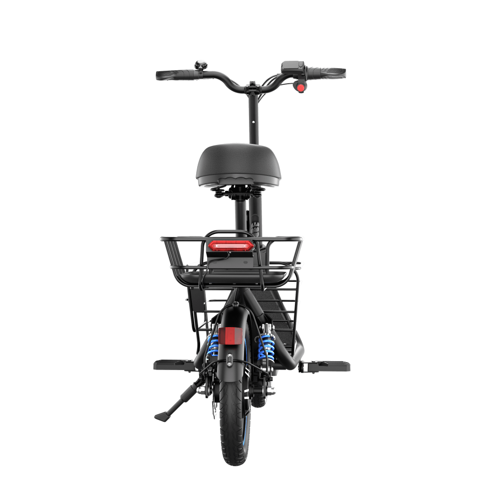 Back. Mastgoal - 650W Electric Scooter with Seat - 14" Wheels, 30 Miles Range, 18.6MPH, Basket & Dual Shock Absorbers + Free Dog Mat. - Black.