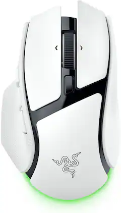 Razer - Basilisk V4 HyperSpeed Ergonomic Gaming Mouse with Chroma RGB Underglow - Wireless - White
