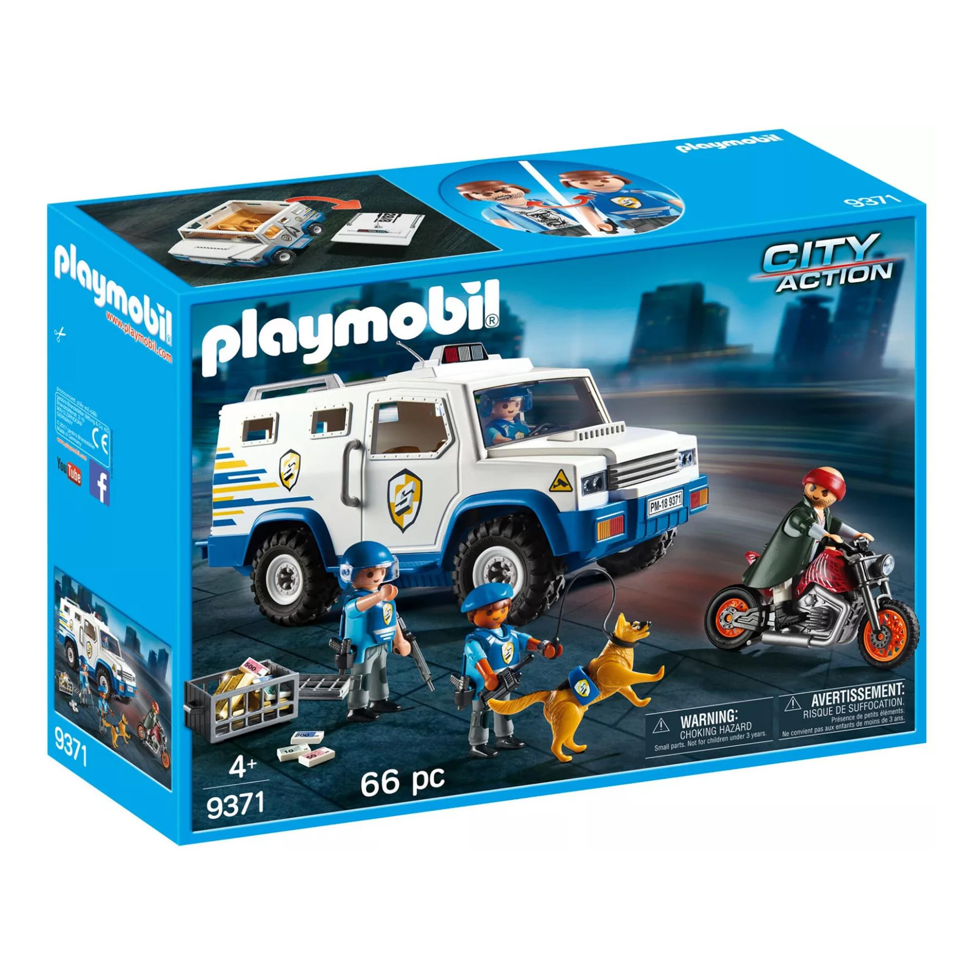 playmobil! CITY ACTION  
9371  
4+  
66 pc  

WARNING: CHOKING HAZARD - Small parts. Not for children under 3 years.  
AVERTISSEMENT: RISQUE DE SUFFOCATION. - Pièces petites. Ne convient pas aux enfants de moins de 3 ans.  

playmobil!  
www.playmobil.com