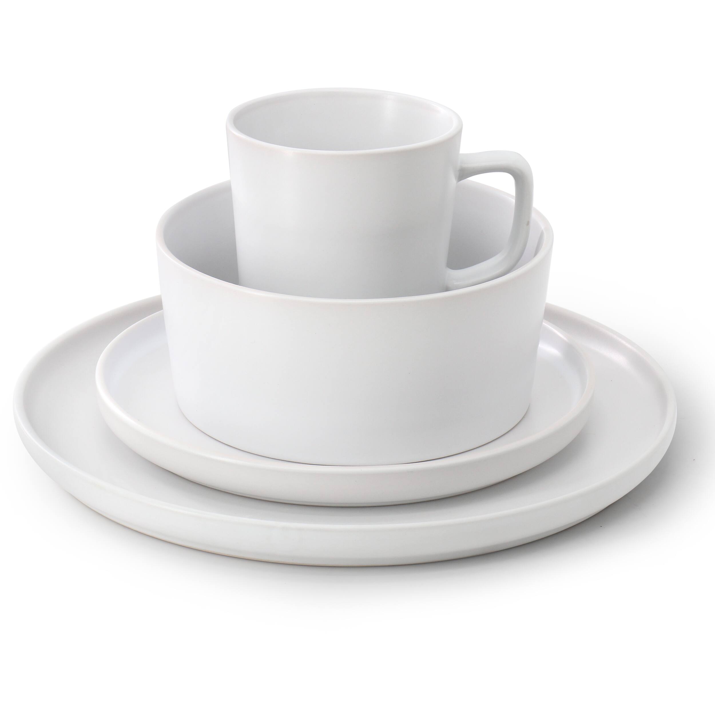 Alt View 1. Elama - Elama Luxmatte White 16 Piece Dinnerware Set - White.