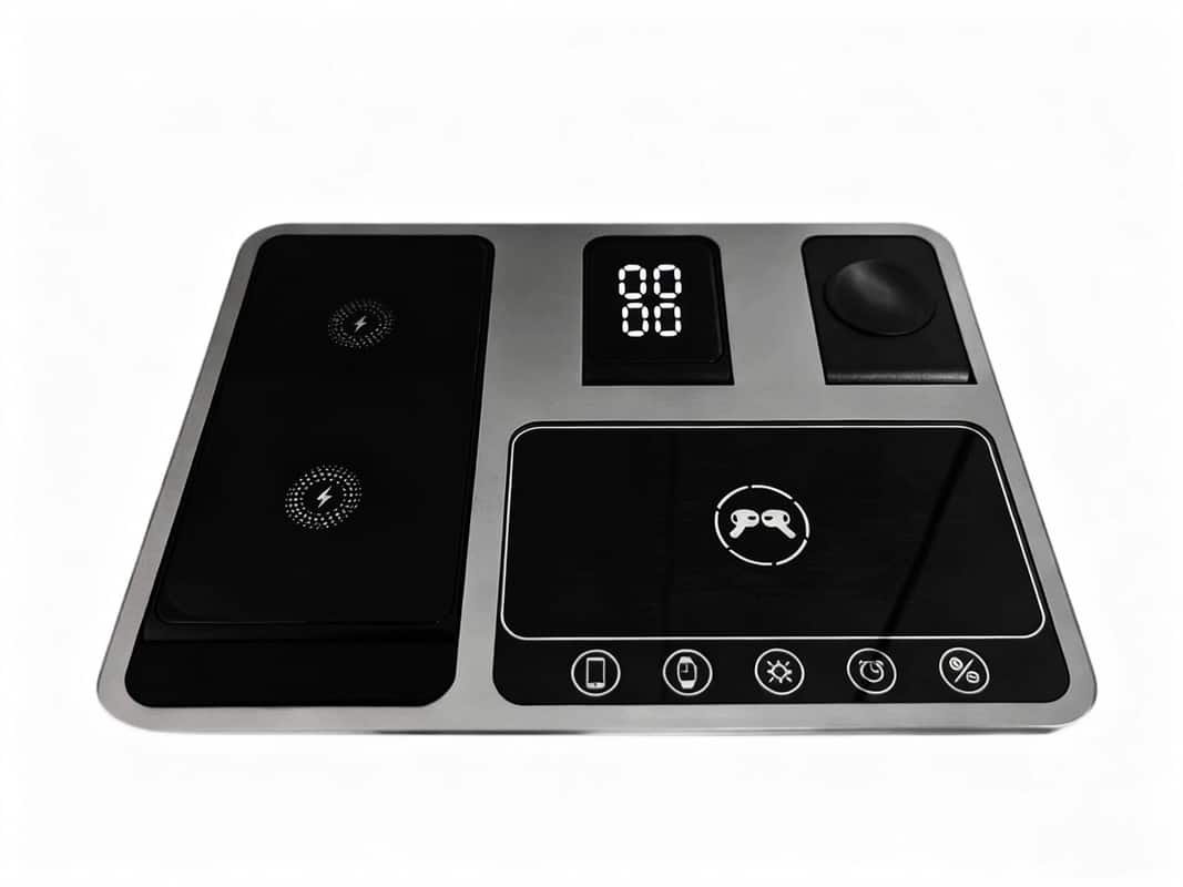 RISOKEYS - 3-in-1 Fully Automatic Foldable Wireless Charger - Universal Wireless Charging Dock, Power Adapter for Apple Devices - Gray