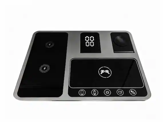 Front. RISOKEYS - 3-in-1 Fully Automatic Foldable Wireless Charger - Universal Wireless Charging Dock, Power Adapter for Apple Devices - Gray.
