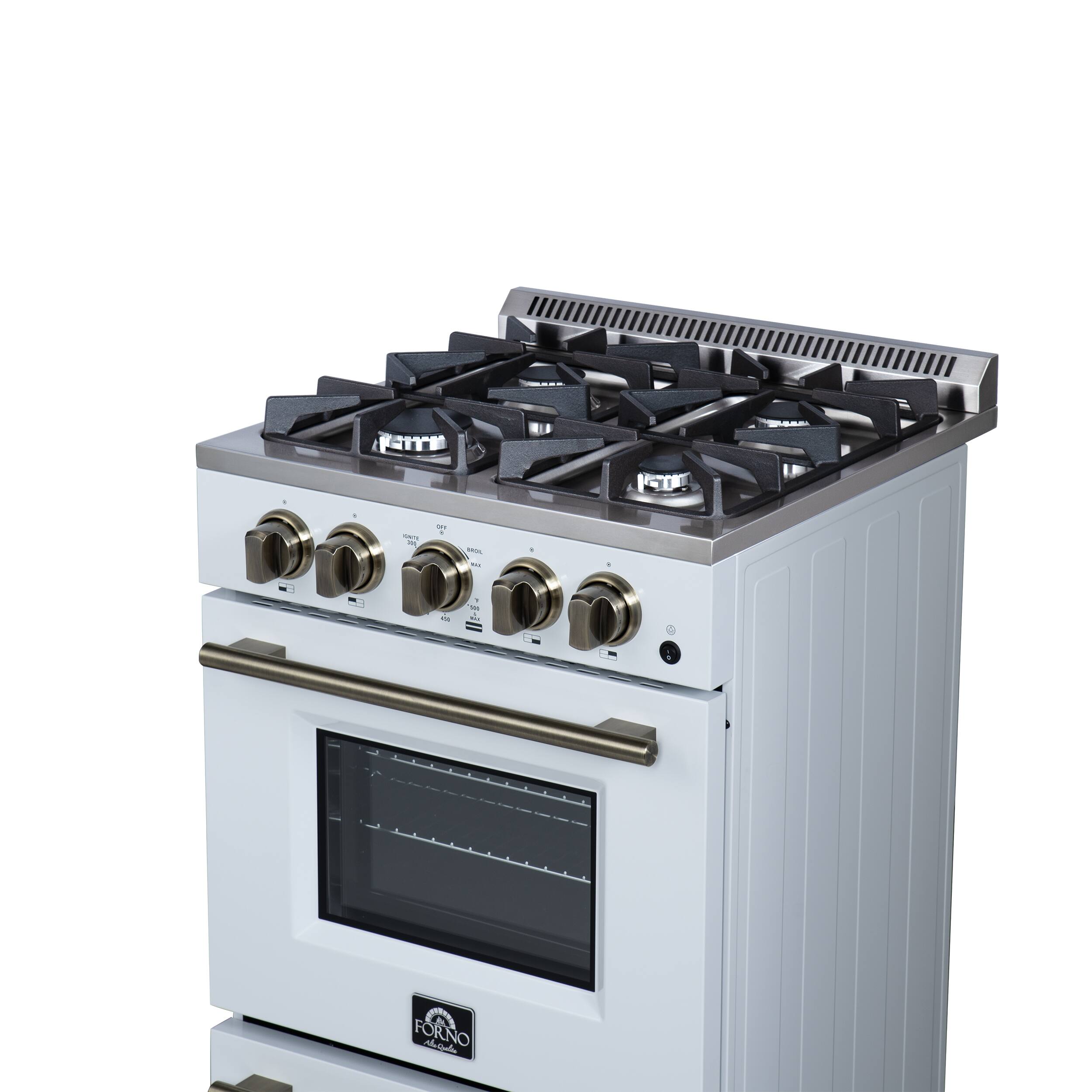 Alt View 8. Forno Appliances - Breno 2.3 Cu. Ft. Freestanding Gas Range with Antique Brass Accents - White.