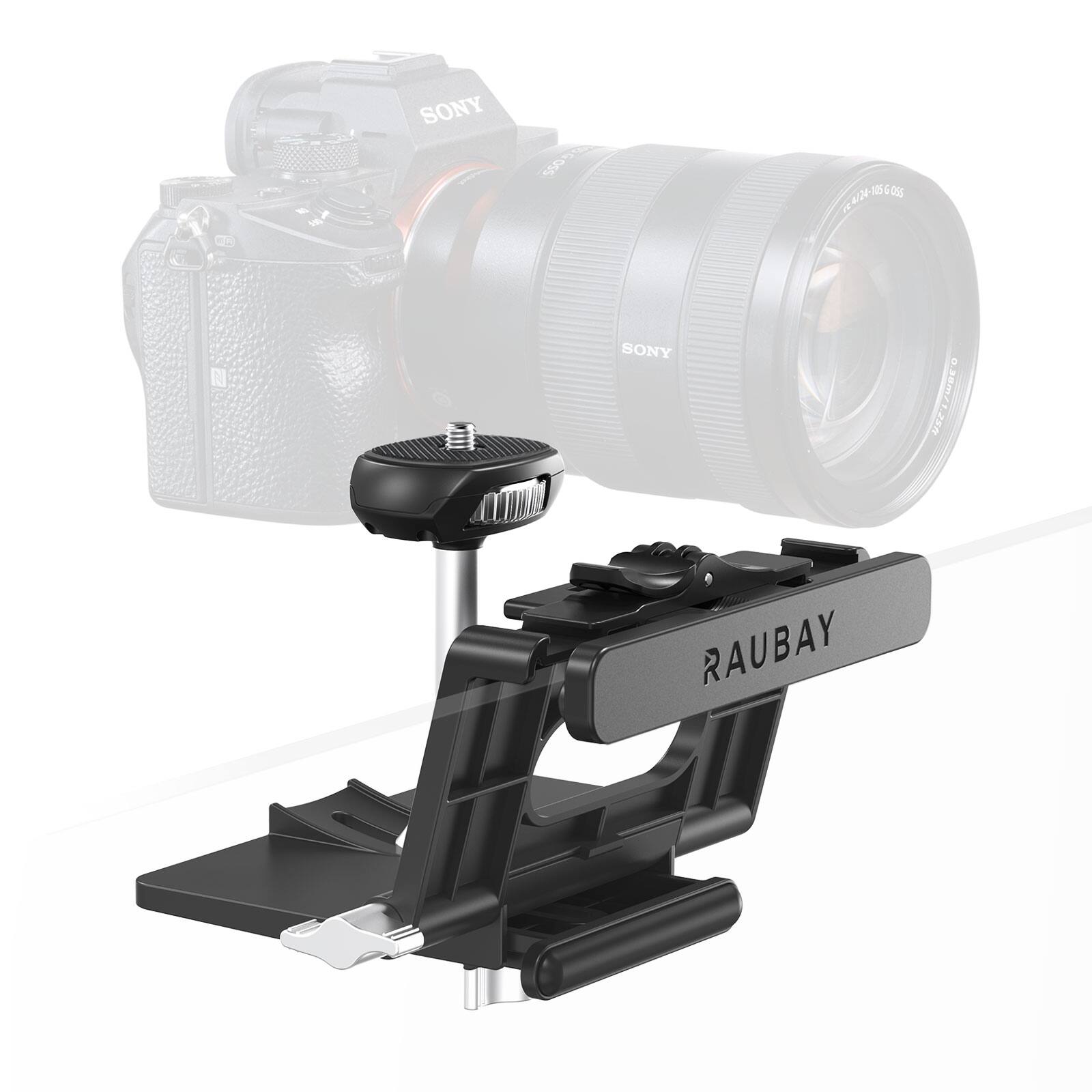 RAUBAY - Monitor Camera Mount Stand CM02, Hanging Webcam Clamp 1/4'' Screw, Fits Curved Monitors up to 1.4'' for Streaming