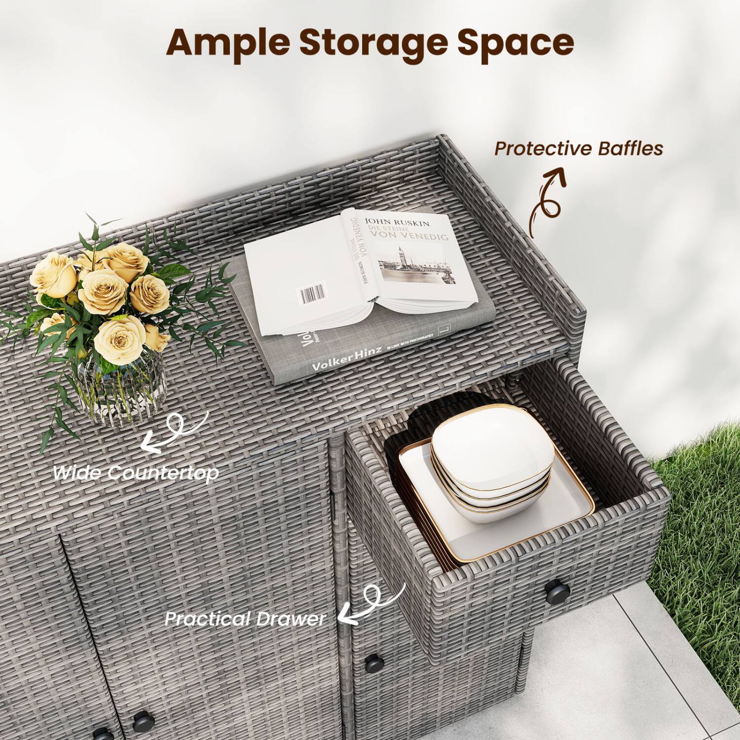 Ample Storage Space  
Protective Baffles  
JOHN RUSKIN VON VENEZIG  
Volker Hinz  
Wide Countertop  
Practical Drawer
