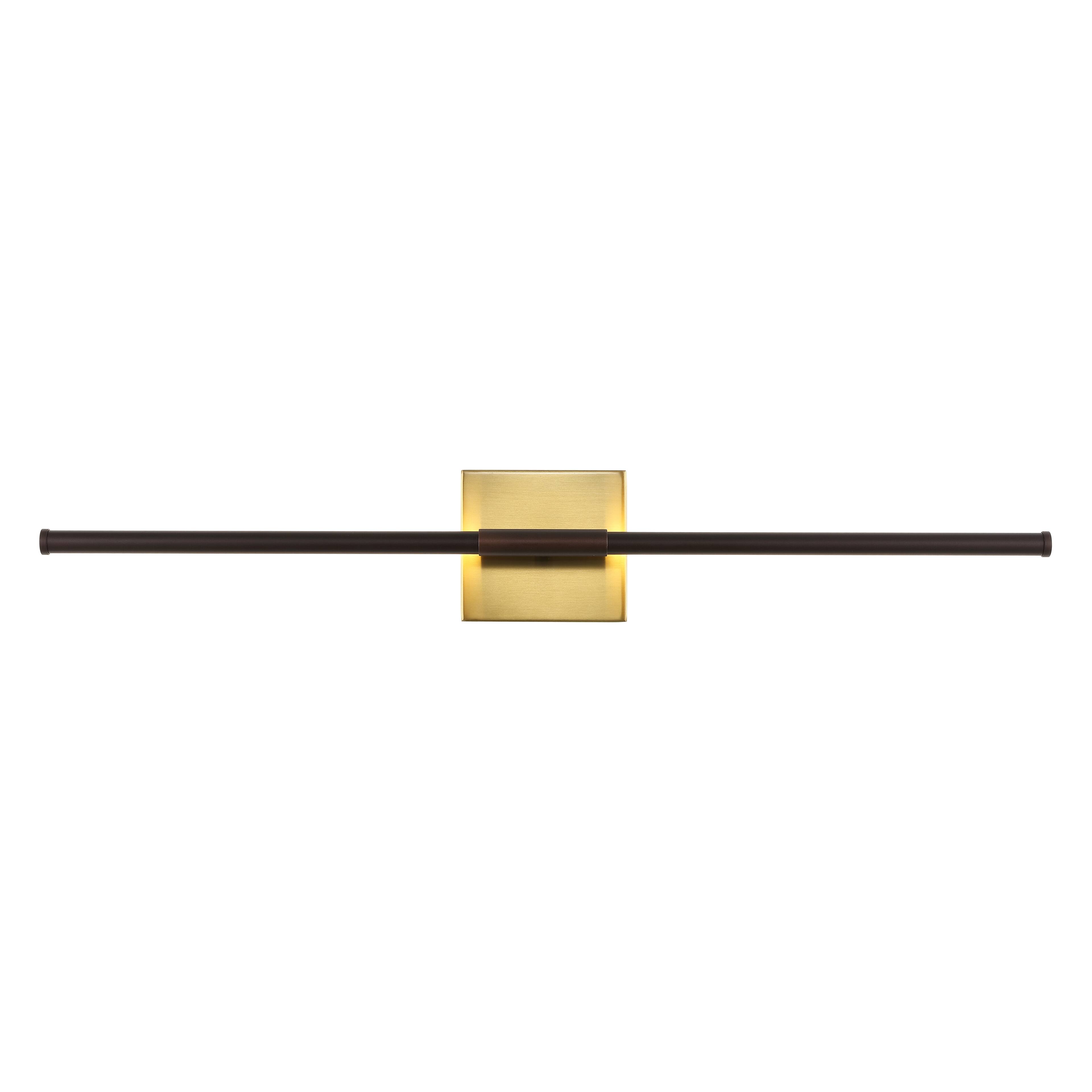Alt View 10. Jonathan Y - Makena 28" Modern Minimalist Dimmable Integrated LED Metal Wall Sconce, Oil Rubbed Bronze/Brass Gold - Oil Rubbed Bronze/Brass Gold.