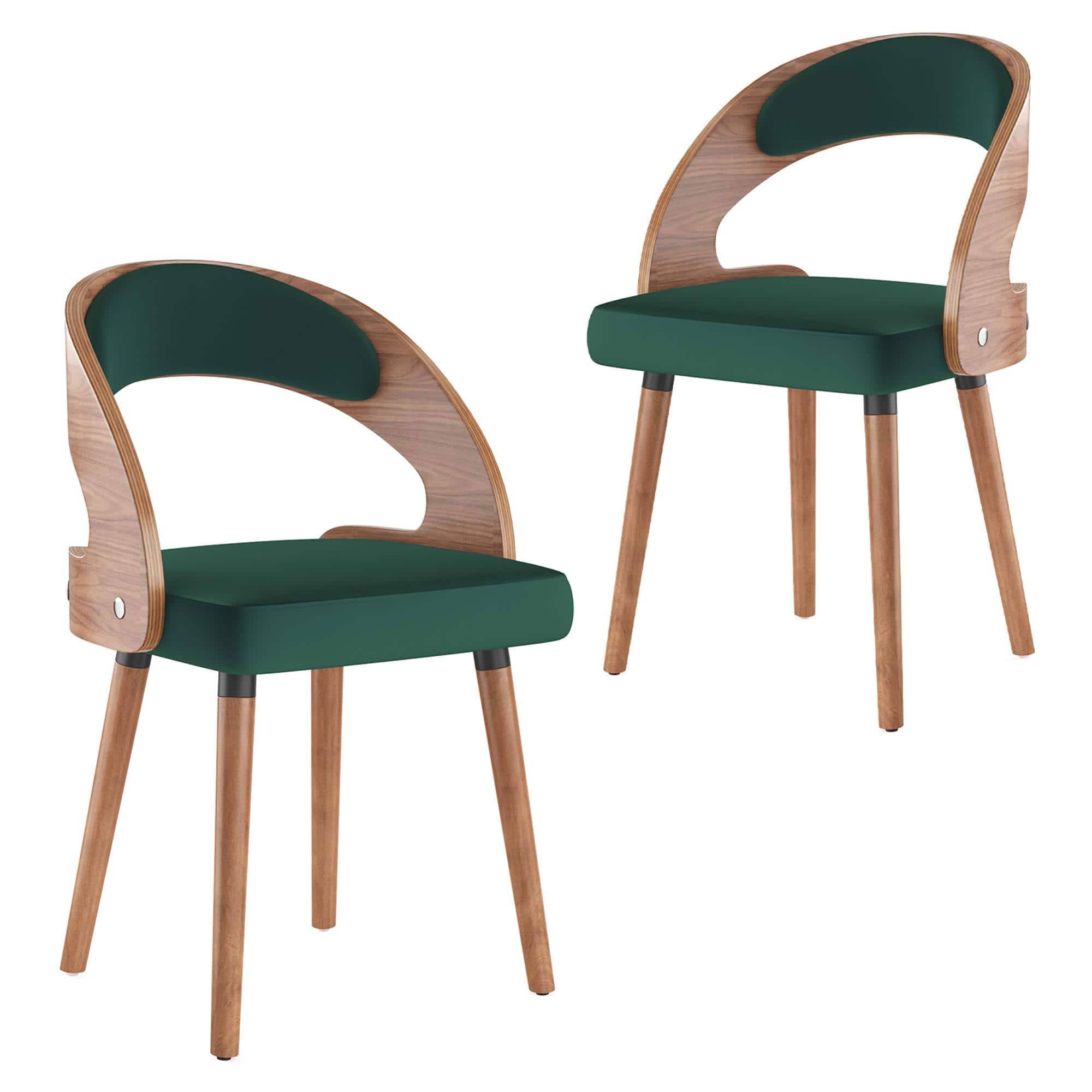 Boyel Living - Wood Dining Chairs Set of 2 Modern Upholstered Dining Chairs with Curved Backrest - Green price history on PriceWatchPro