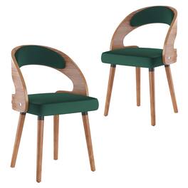Boyel Living - Wood Dining Chairs Set of 2 Modern Upholstered Dining Chairs with Curved Backrest - Green