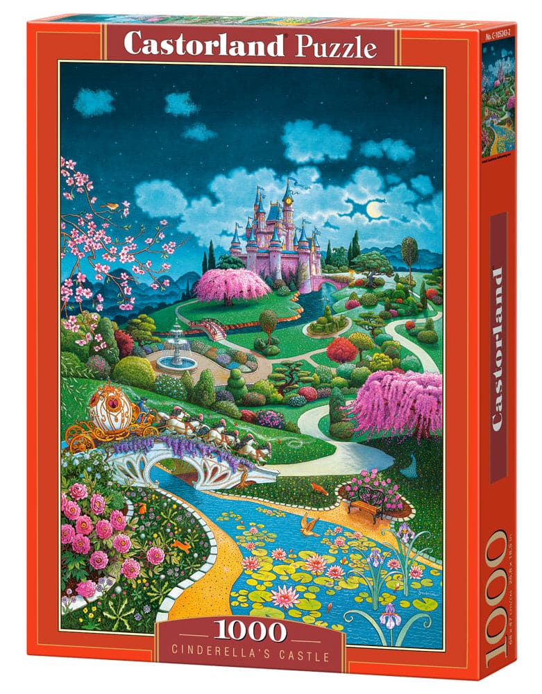 1000 Piece Jigsaw Puzzles, Cinderella's Castle, Fairytale scenery, Adult Puzzle, Castorland C-105243-2 - Red