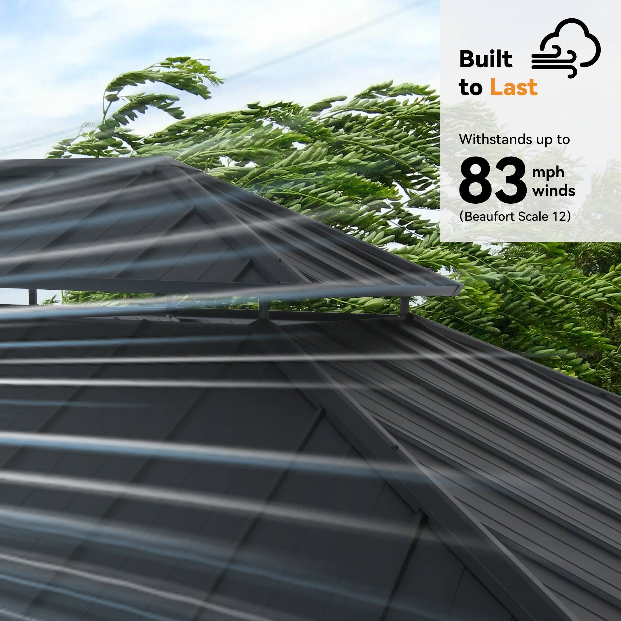 Built to Last  
Withstands up to 83 mph winds (Beaufort Scale 12)