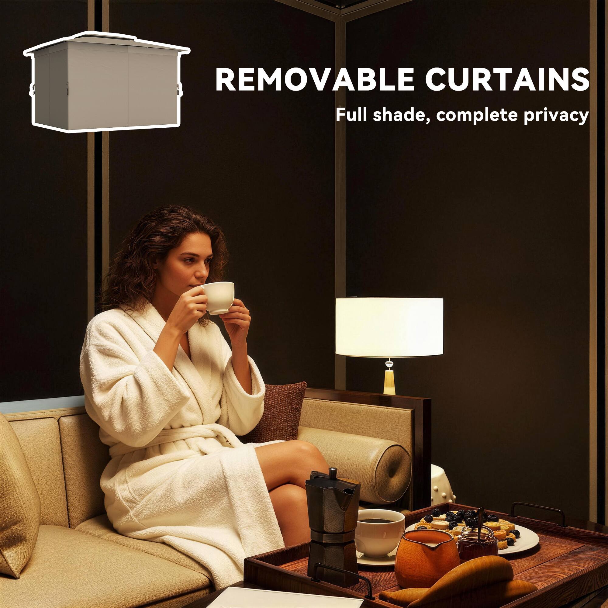 REMOVABLE CURTAINS  
Full shade, complete privacy