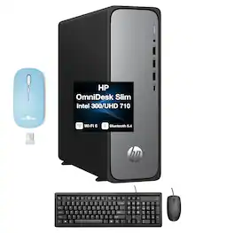 HP - OmniDesk Slim Desktop (Intel 300, 32GB, 1TB SSD, Intel UHD 710, WiFi 6, Win 11 Pro) w/Dockztorm Wireless Mouse - Meteor Silver