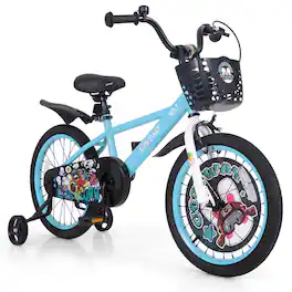 Costway - 18" Kid's Bike for 4-8 with Height-Adjustable Handlebar & Saddle Handbrake - Blue