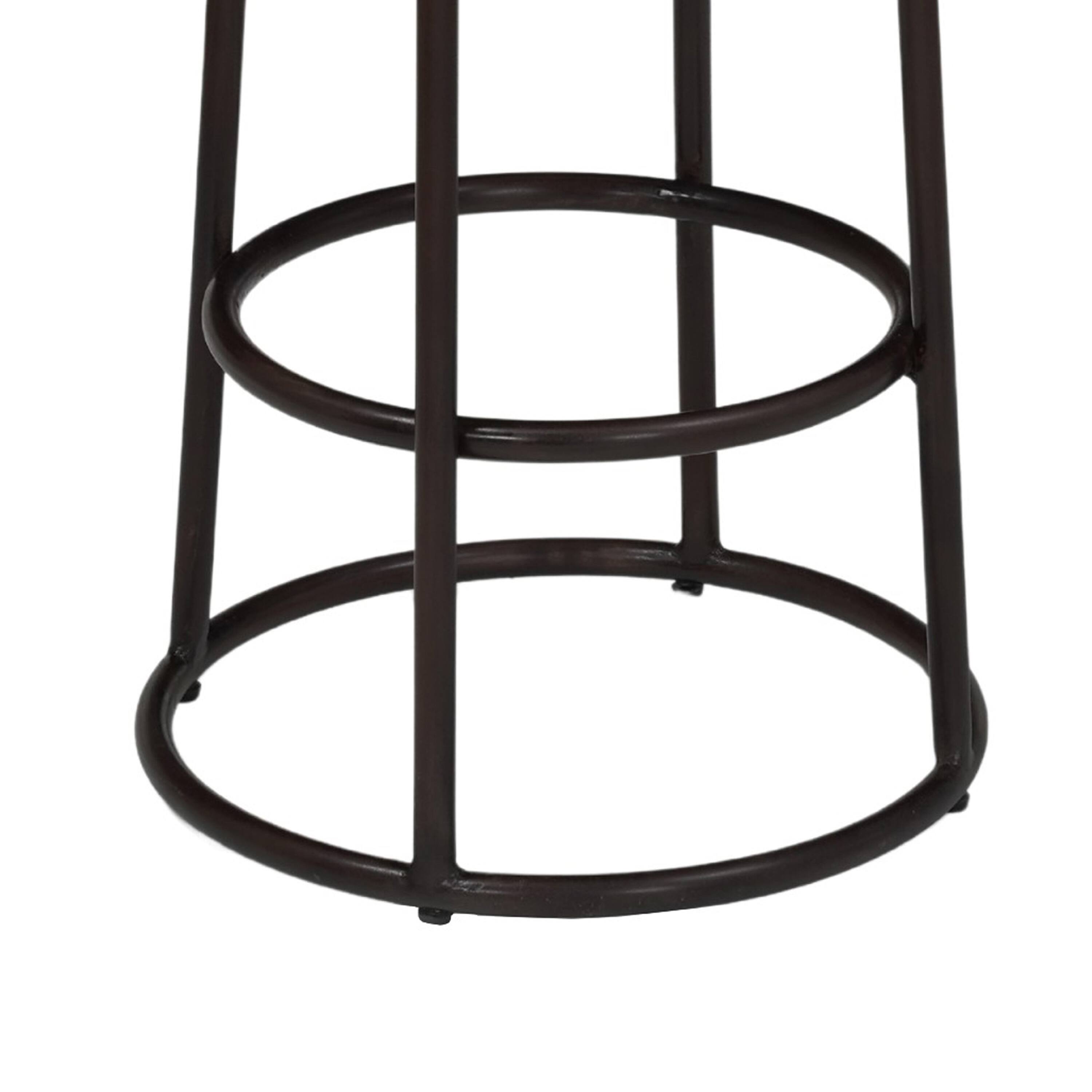 Back. Manhattan Lane - 24 Inch Mango Wood Counter Height Barstool With Iron Base - Brown and Black.