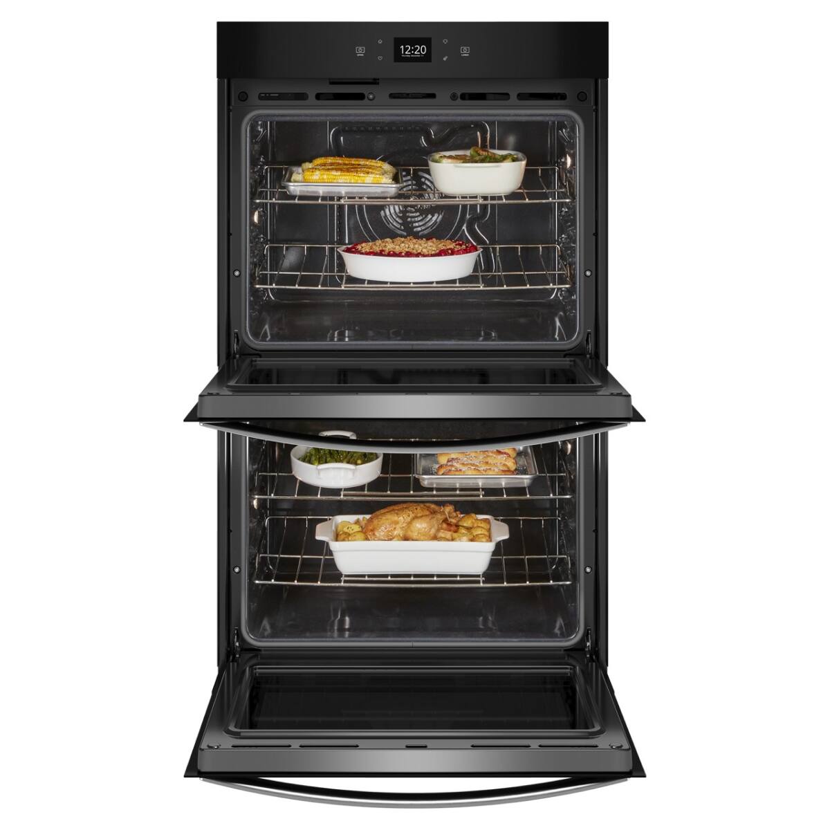 Angle. Whirlpool - Whirlpool - 8.6 Total Cu. Ft. Double Wall Oven with Air Fry When Connected .- Fingerprint Resistant Stainless Steel - Fingerprint Resistant Stainless Steel.