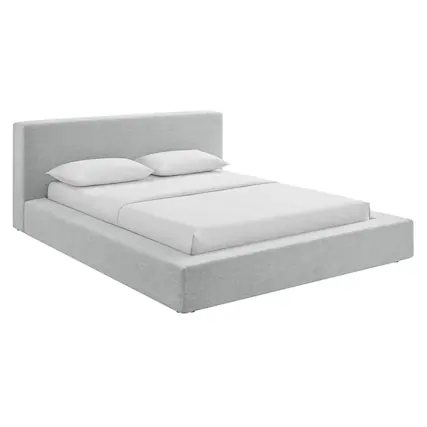 Front. Modway - Luma Chenille Upholstered King Platform Bed Frame by Modway - Light Gray Fabric.