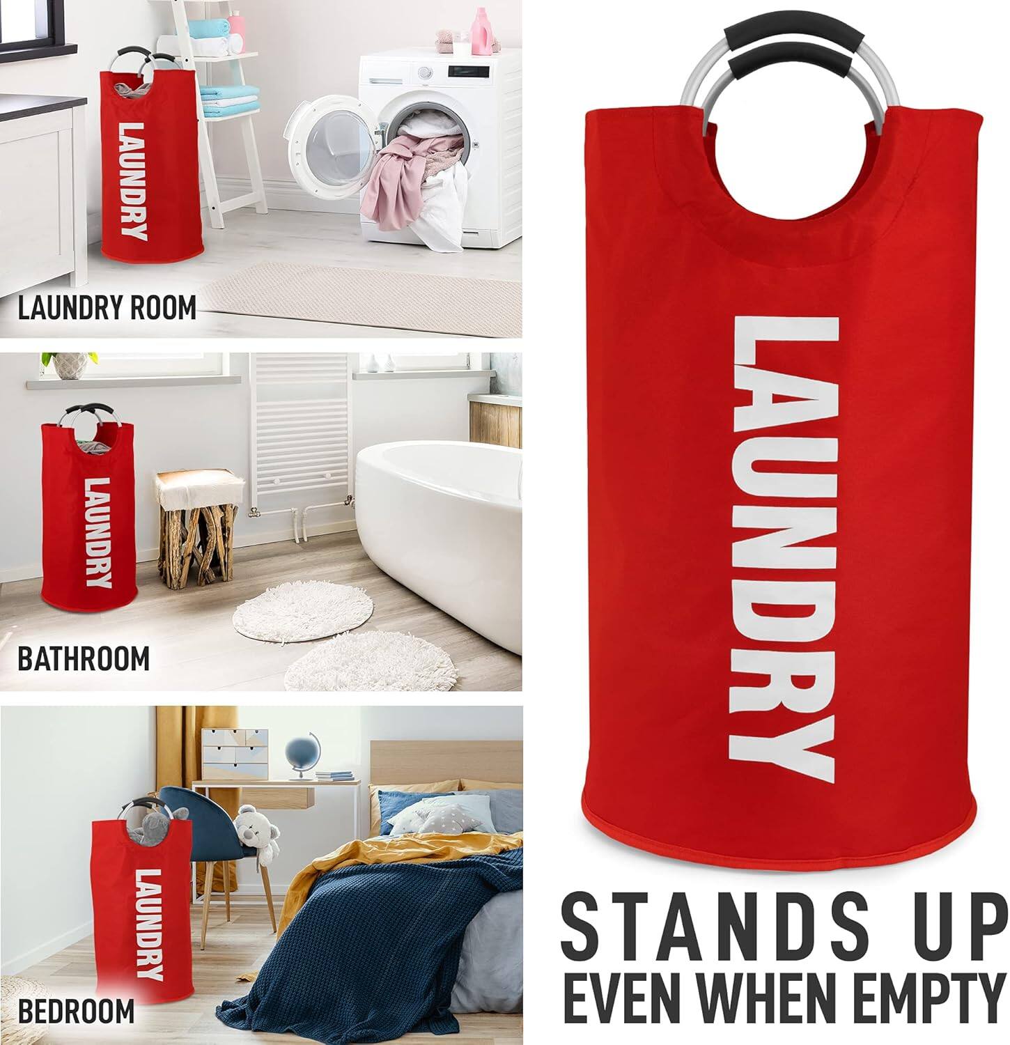 LAUNDRY ROOM  
LAUNDRY BATHROOM  
LAUNDRY BEDROOM  

LAUNDRY STANDS UP EVEN WHEN EMPTY