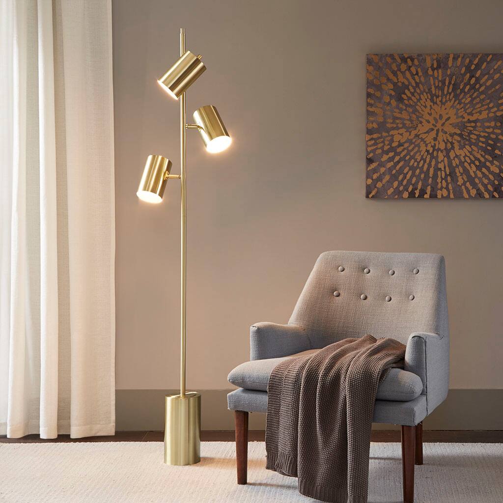 Back. APRILSOUL - 3-Light Metal Floor Lamp - Gold.