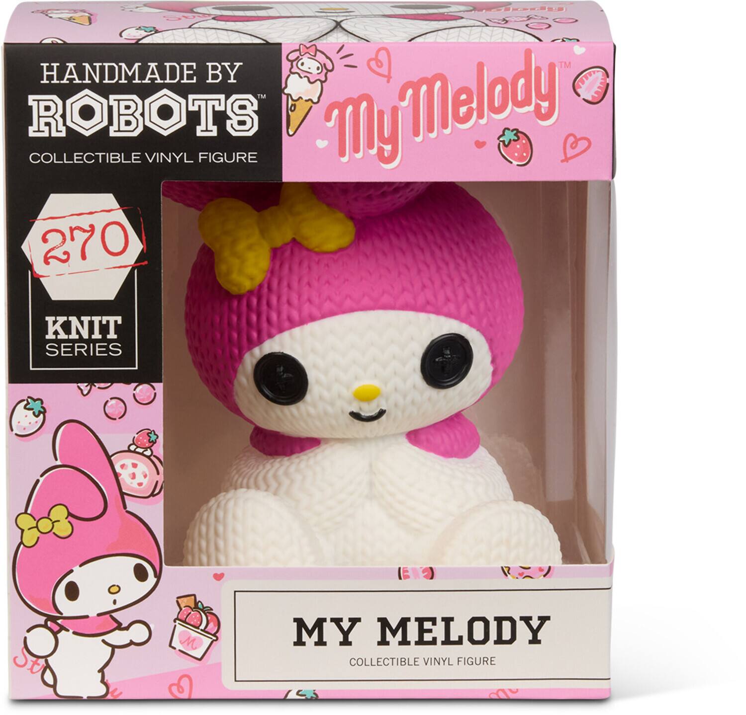 HANDMADE BY ROBOTS  
COLLECTIBLE VINYL FIGURE  

270  
KNIT SERIES  

My Melody  
COLLECTIBLE VINYL FIGURE