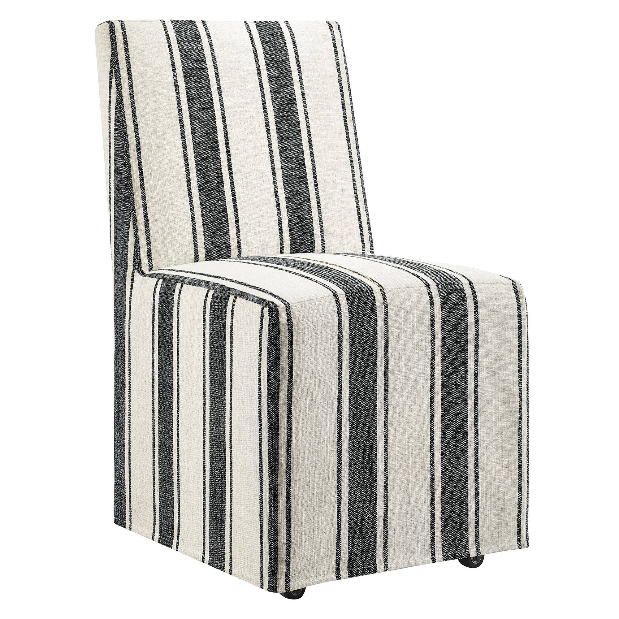 Angle. Modway - Tessera Striped Slipcovered Dining Side Chair by Modway - Black Stripe.