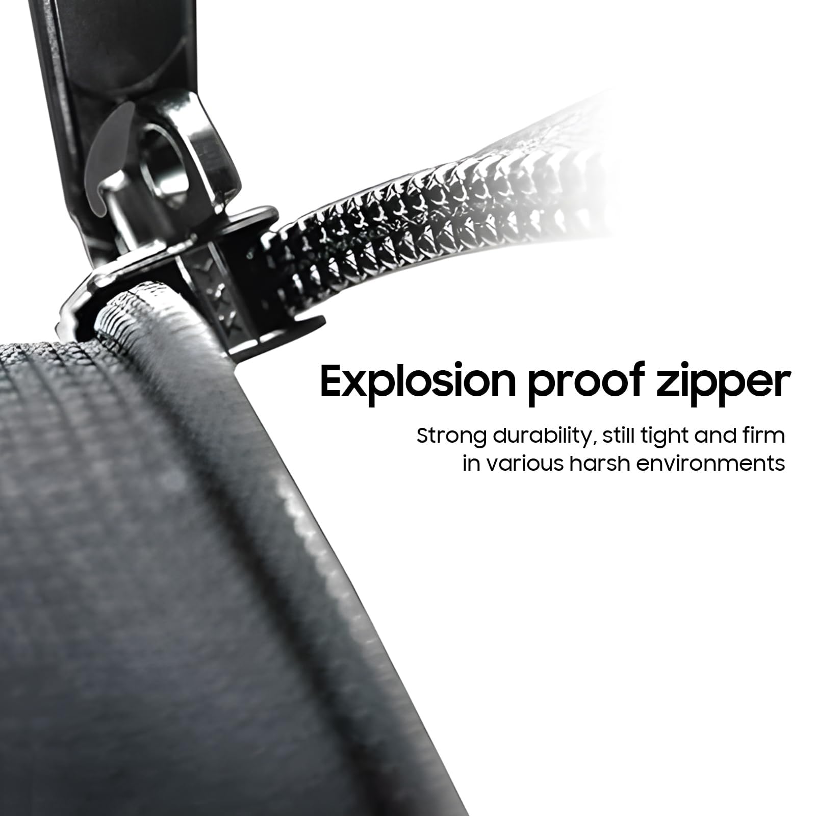 Explosion proof zipper

Strong durability, still tight and firm in various harsh environments