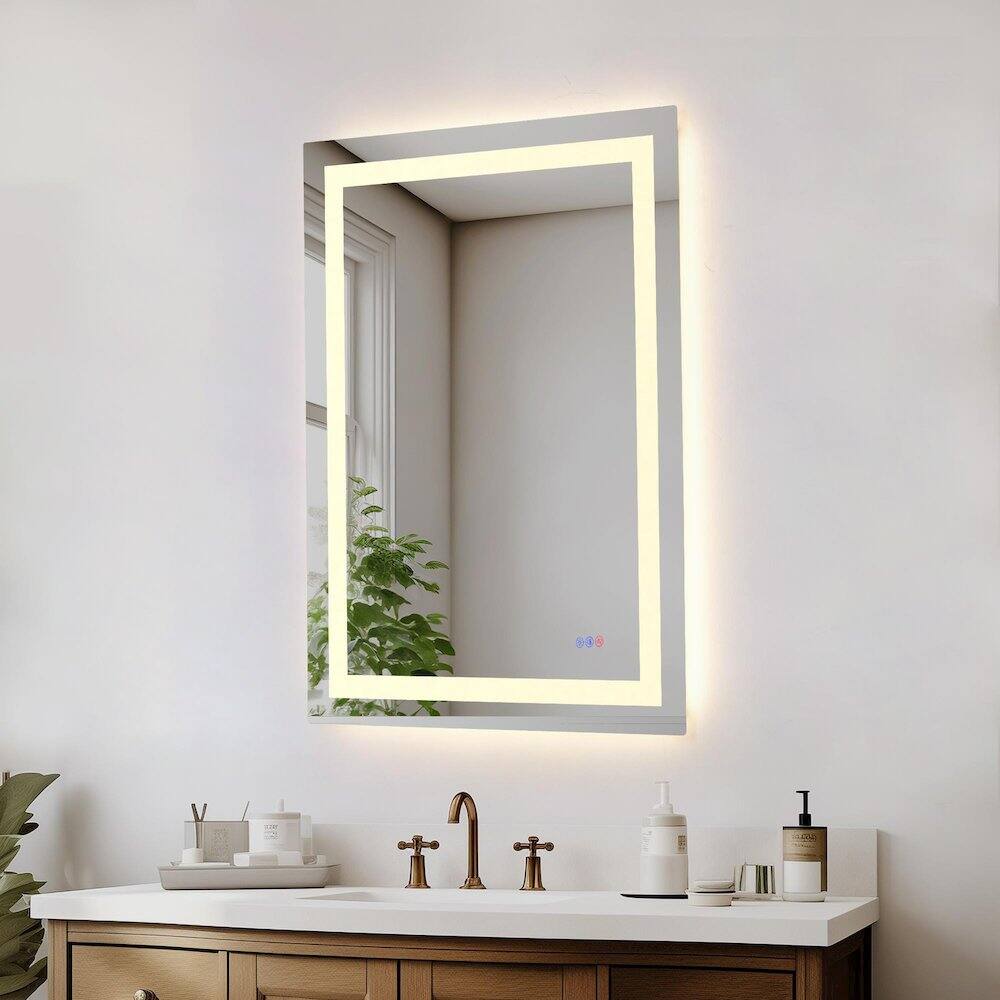 Alt View 10. Elegant Kitchen and Bath - Riven 40X30 Led Mirror, Adjustable Color 3000K/4200K/6400K - White.