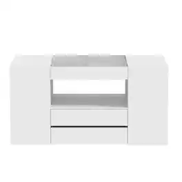 Famapy - Multifunctional Closet Island Dresser with Glass Top & Organized Drawers - White