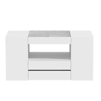 Front. Famapy - Famapy Multifunctional Closet Island Dresser with Glass Top & Organized Drawers - White.