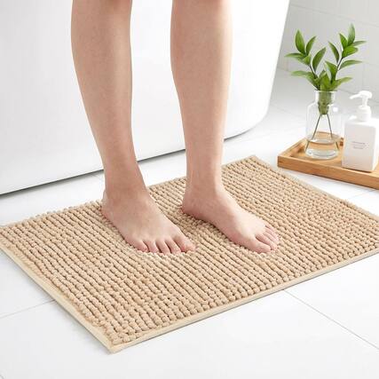 Front. Garnen - Bathroom Rugs Non Slip Bath Mat 20"x31" Soft Absorbent Quick Dry Washable Bath Mats for Bathroom Floor Tub Shower, Beige - Beige.