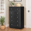 Front. Winado - Modern Wood 6 Drawer Dresser Chest of Drawer Nightstand Anti-Tipping Device Metal Handle for Bedroom Living Room Hallway - Black.