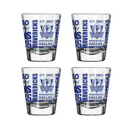 Logo Brands - Dallas Mavericks 4-Pack 2oz. Shot Glass Set - Multicolor